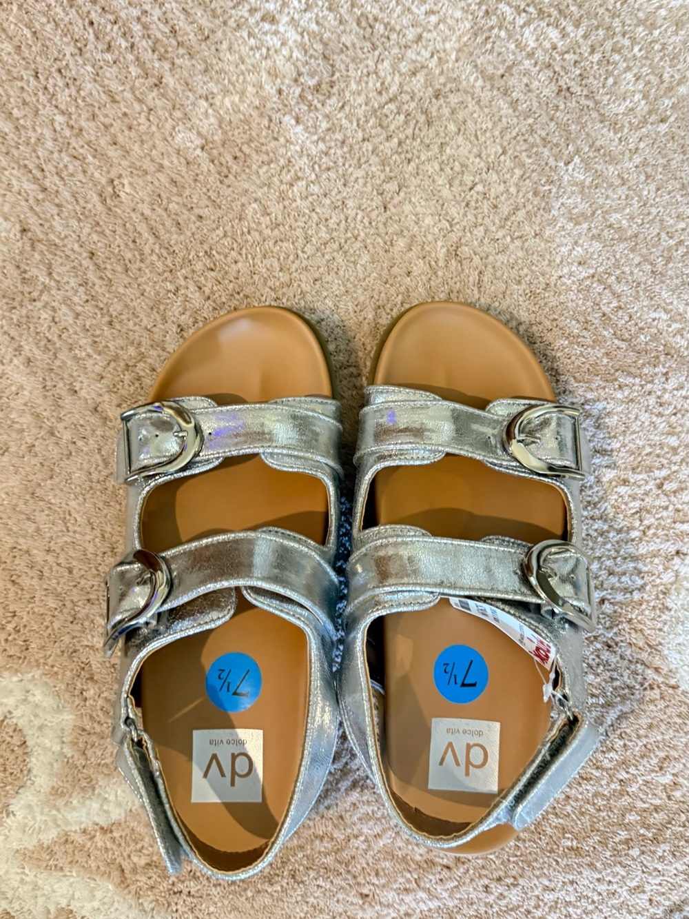 DV by Dolce Vita Silver Double-Buckle Girls Sandals
